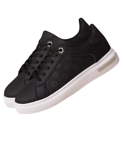 Womens/ladies tokyo crystal embossed trainers black Where´s That From