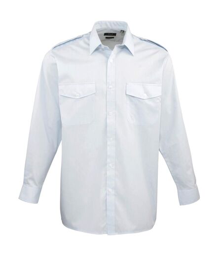 Chemise De Pilote À Manches Longues Homme Bleu Clair Premier
