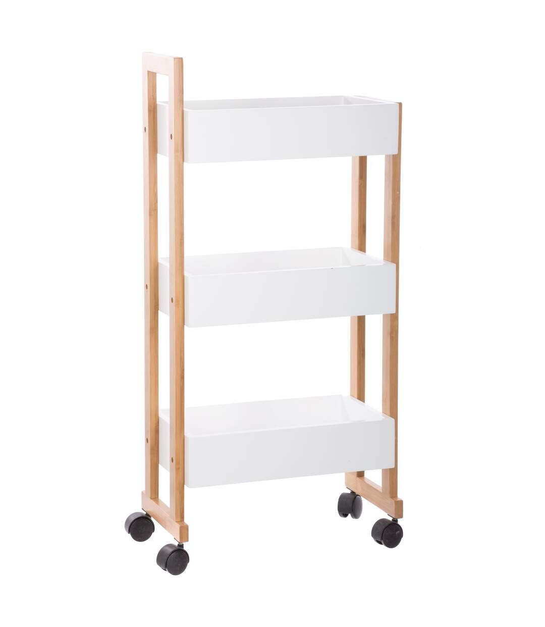 Desserte en bambou 3 niveaux Lea - L. 38 x H. 80 cm - Blanc-1