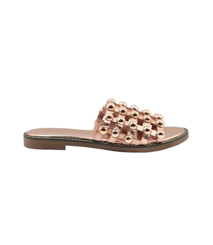 Womens/ladies kelly pu sliders rose gold Where´s That From