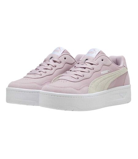 Womens/ladies Court Lally Skye Leather Platform Trainers Rose White Puma