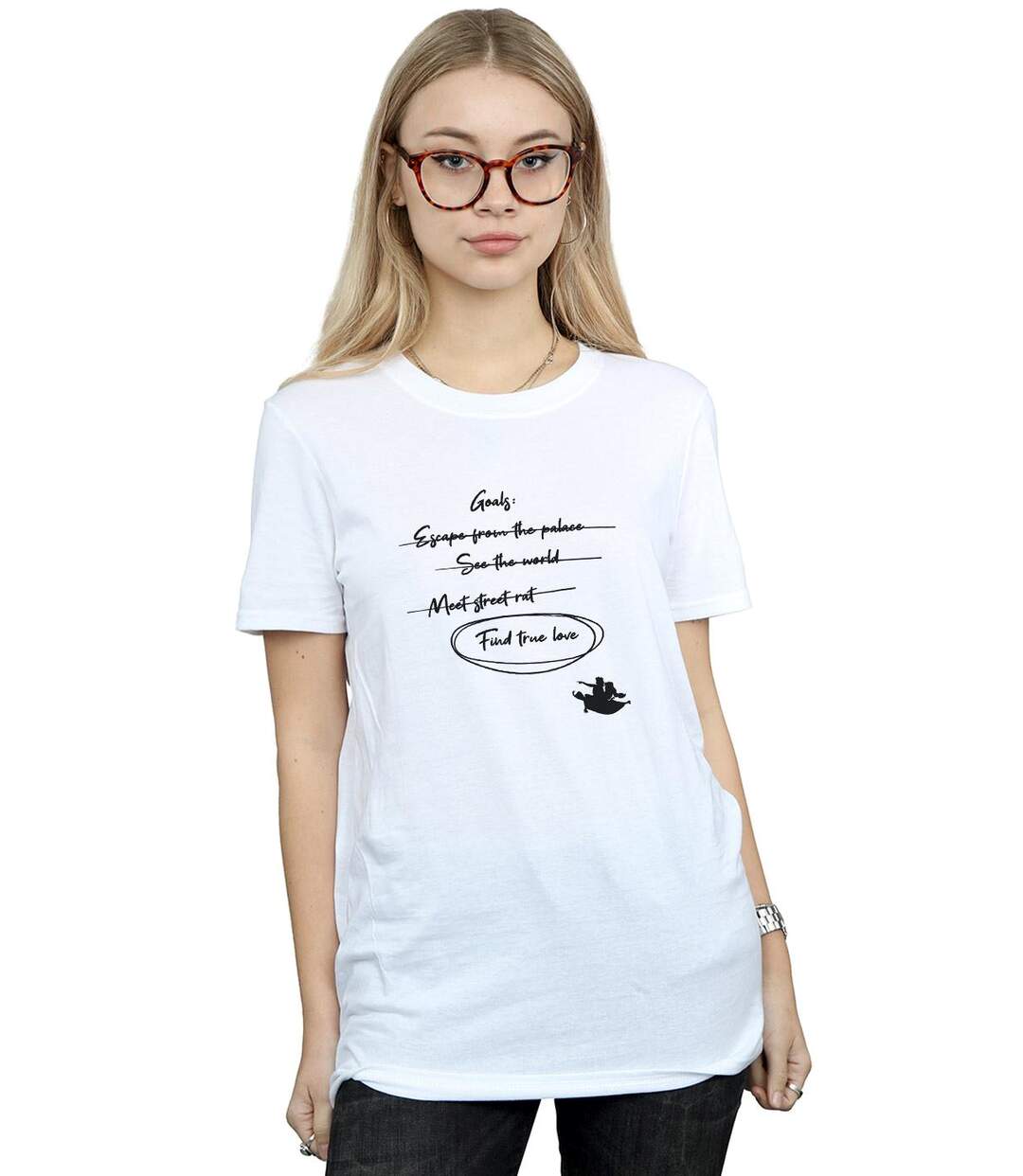 Disney - T-shirt ALADDIN JASMINE GOALS - Femme (Blanc) - UTBI17361-2