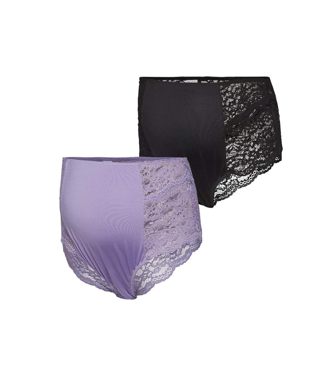 x2 Culottes de Grossesse Violette/Noir Femme Mamalicious Senia - M-1