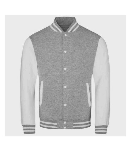 Unisex varsity jacket heather grey/white Awdis