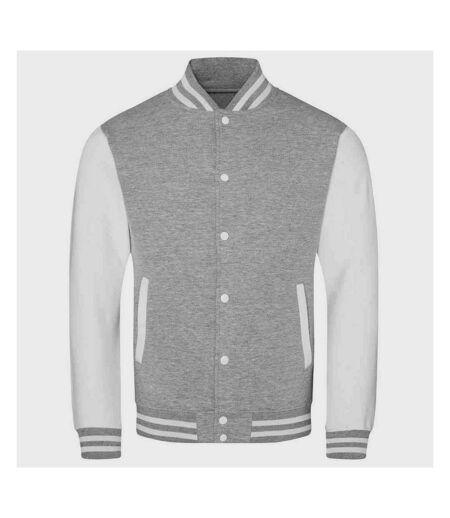 Unisex varsity jacket heather grey/white Awdis