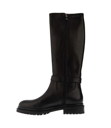 Womens/ladies teller casual leather knee-high boots black Dune London