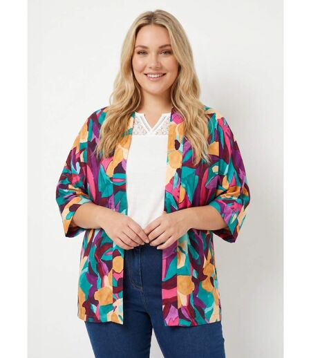 Veste longue ample motif floral