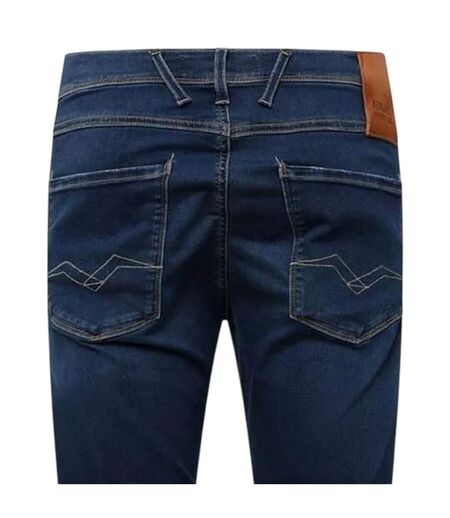 Mens Cotton Blend Ripped Slim Jeans Blue Replay