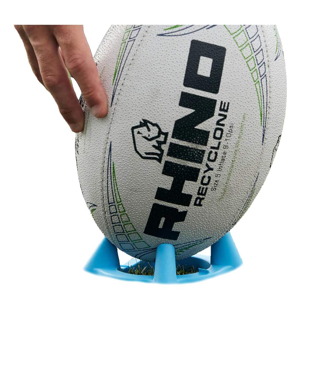 Ballon de rugby recyclone taille 5 blanc / noir / vert Rhino-2