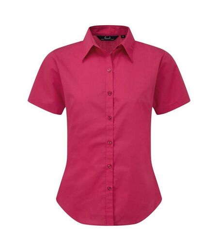 Short Sleeve Poplin Blouse / Plain Work Shirt Hot Pink Premier