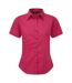 Short Sleeve Poplin Blouse / Plain Work Shirt Hot Pink Premier-1