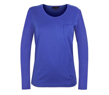 MAYFLOWER NINJA3 : Tee-shirt manches longues bleu roi uni en pur coton