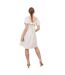 Robe Courte Manches Bouffantes Motif/style Nœud Femme Crème Lovedrobe-3