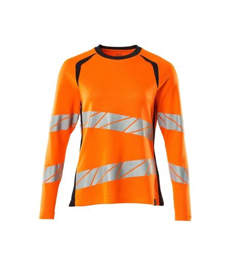 T-shirt Manches Longues Accelerate Safe Femme Orange Fluo Bleu Marine Foncé Mascot