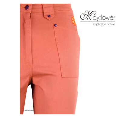 MAYFLOWER Basic Stretch : Pantacourt femme Abricot en coton extensible pour un été ensoleillé