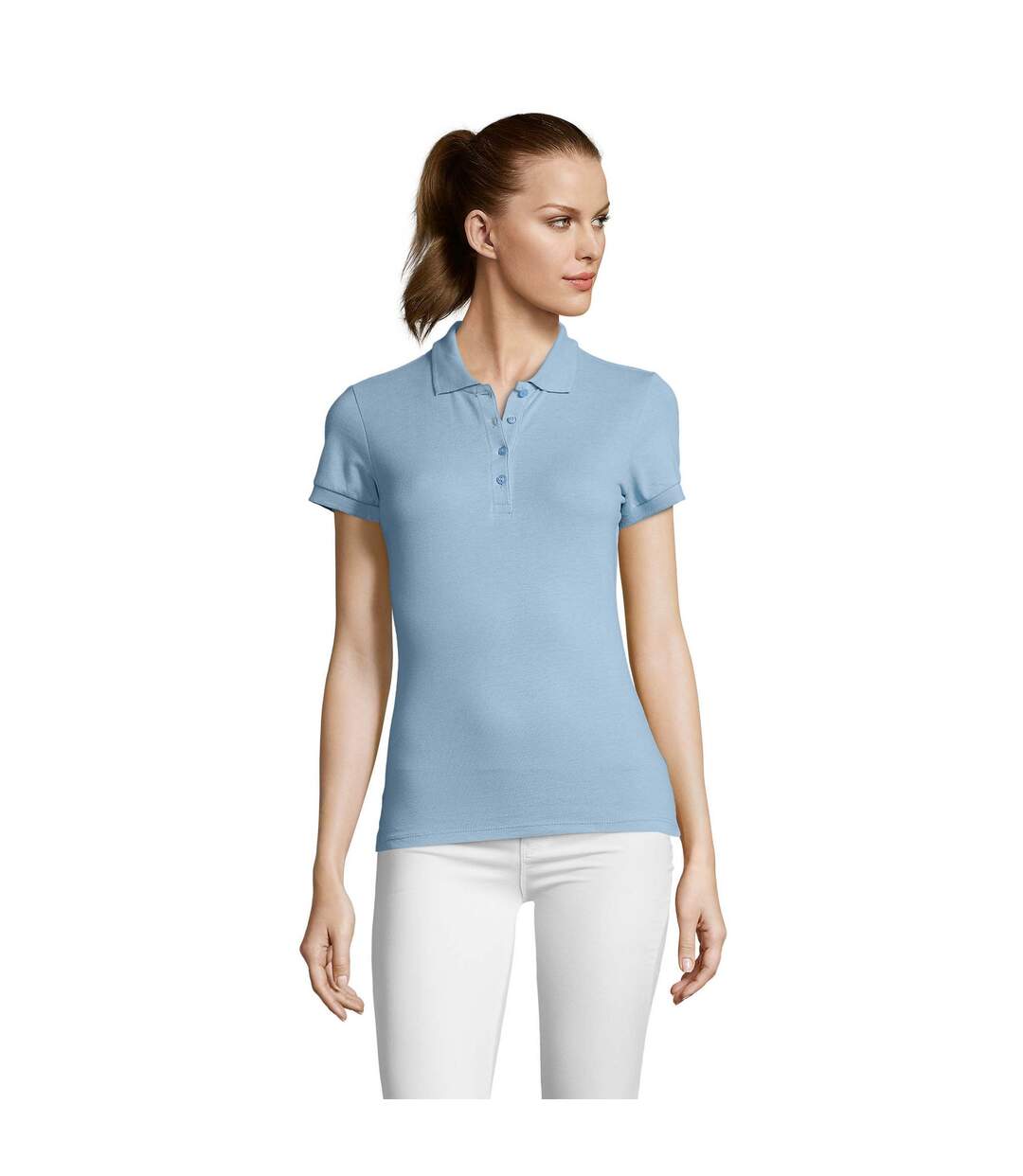 Passion polo 100% coton à manches courtes femme bleu ciel SOLS