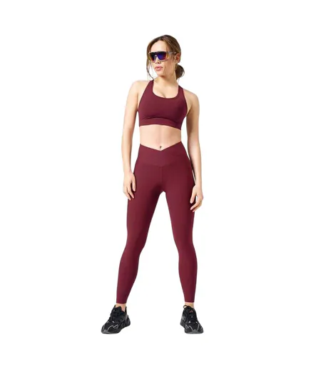 Womens/ladies Overlap Leggings Red Casall