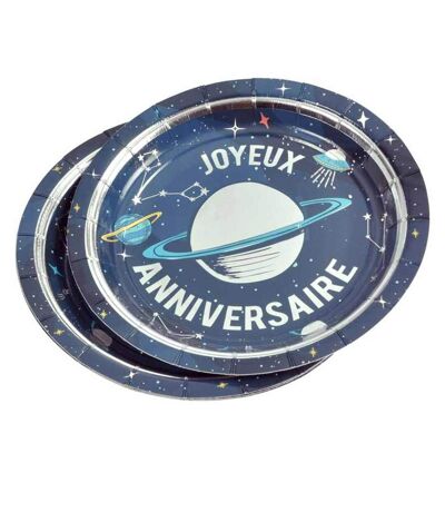 Lot de 6 Assiettes en Carton Espace II 18cm Bleu