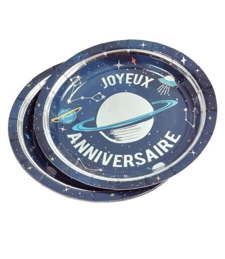 Lot de 6 Assiettes en Carton Espace II 18cm Bleu