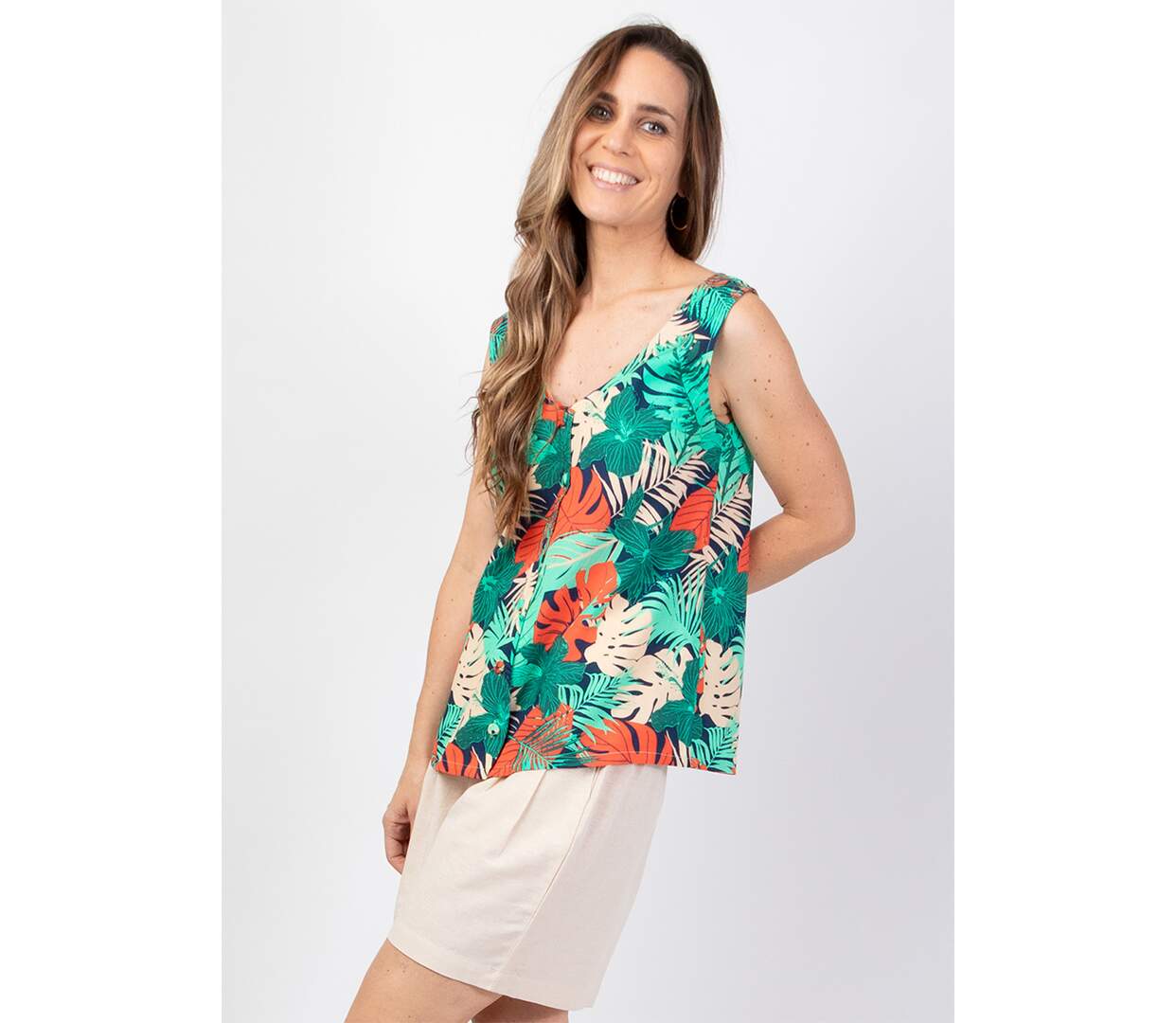 Top femme IVANOE motif lumineux exotique Coton Du Monde-3