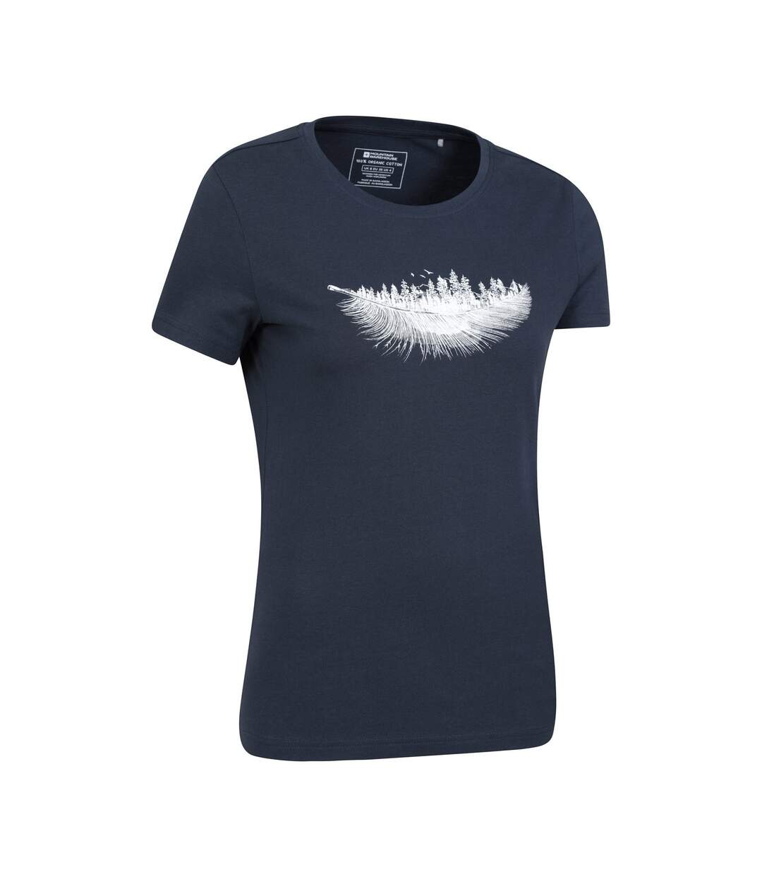 Womens/ladies feather organic cotton t-shirt navy Mountain Warehouse-3