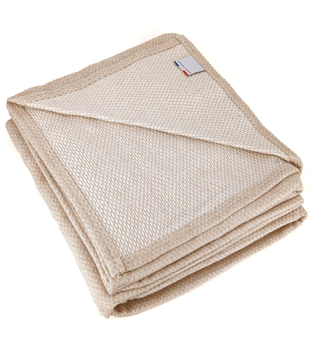 Dessus de lit coton et lin mélangés CABOURG naturel-1