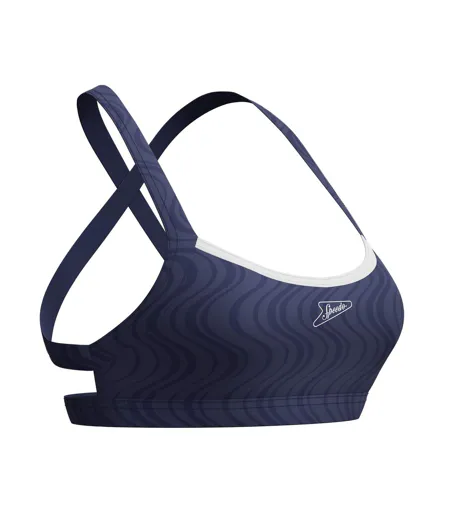 Womens/ladies Textured Cross Back Bikini Top Navy Speedo