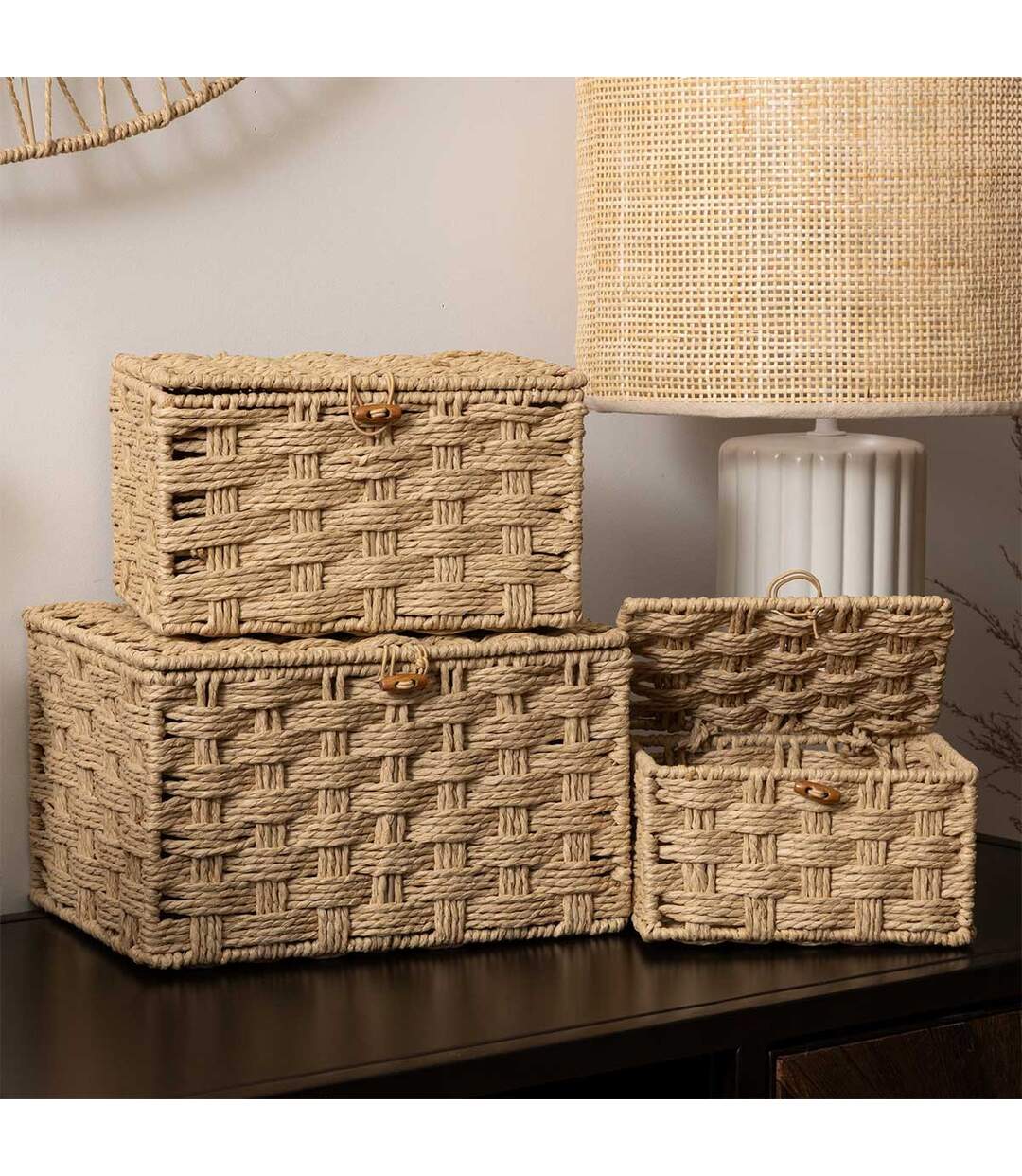 Lot de 3 Boîtes Déco Elio 27cm Naturel-5