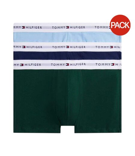 Pack Of 3  Mens Cotton Blend Classic Boxer Shorts  Green Navy Blue Tommy Hilfiger