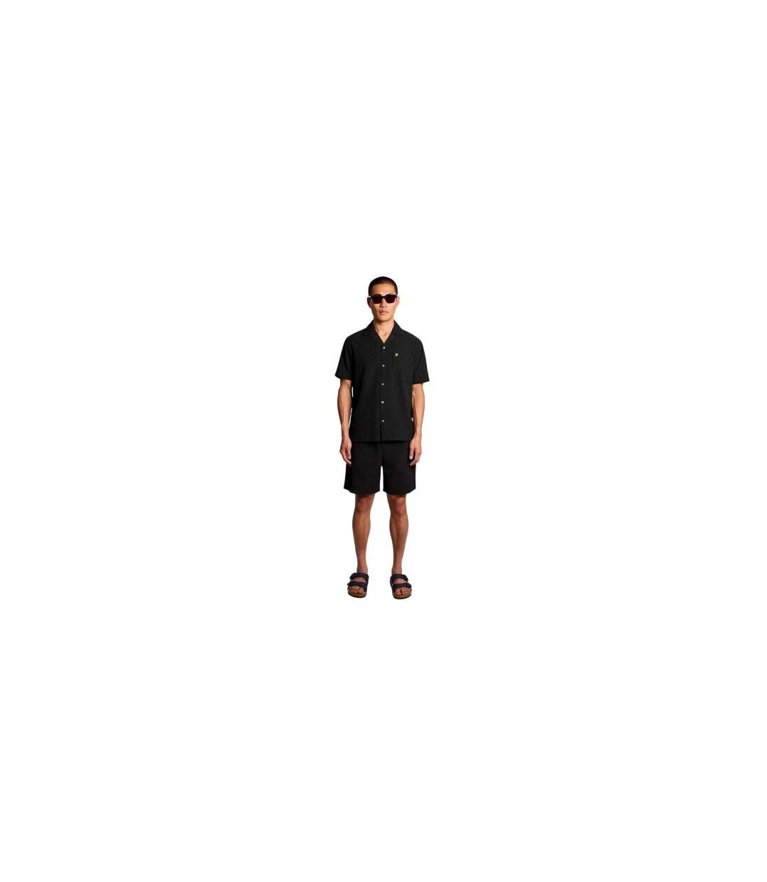 Mens Patterned Short-sleeved Shirt Black Lyle & Scott-1