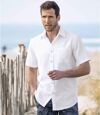 Pack of 2 Crepon Riviera Shirts - White Blue Atlas For Men