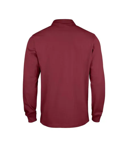 Mens Classic Lincoln Long-sleeved Polo Shirt Burgundy Clique