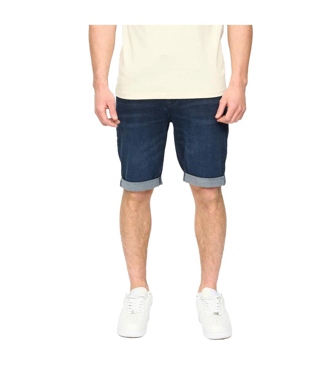 Mens Youlgreeve Denim Belted Shorts Dark Wash Crosshatch-3