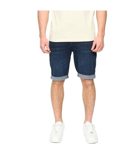 Mens Youlgreeve Denim Belted Shorts Dark Wash Crosshatch