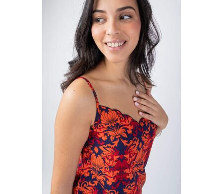 Top fines bretelles AMORE motif ethnique style baroque Coton Du Monde