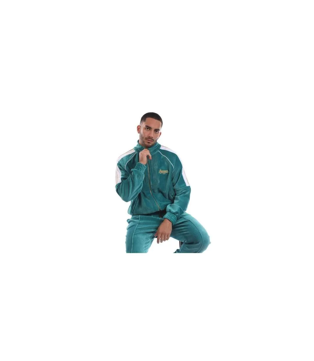 Mens Kings Embroidered Corduroy Track Jacket Green Avirex-1
