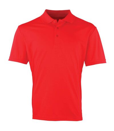Premier Mens Coolchecker Pique Short Sleeve Polo T-Shirt (Strawberry Red) - UTRW4401