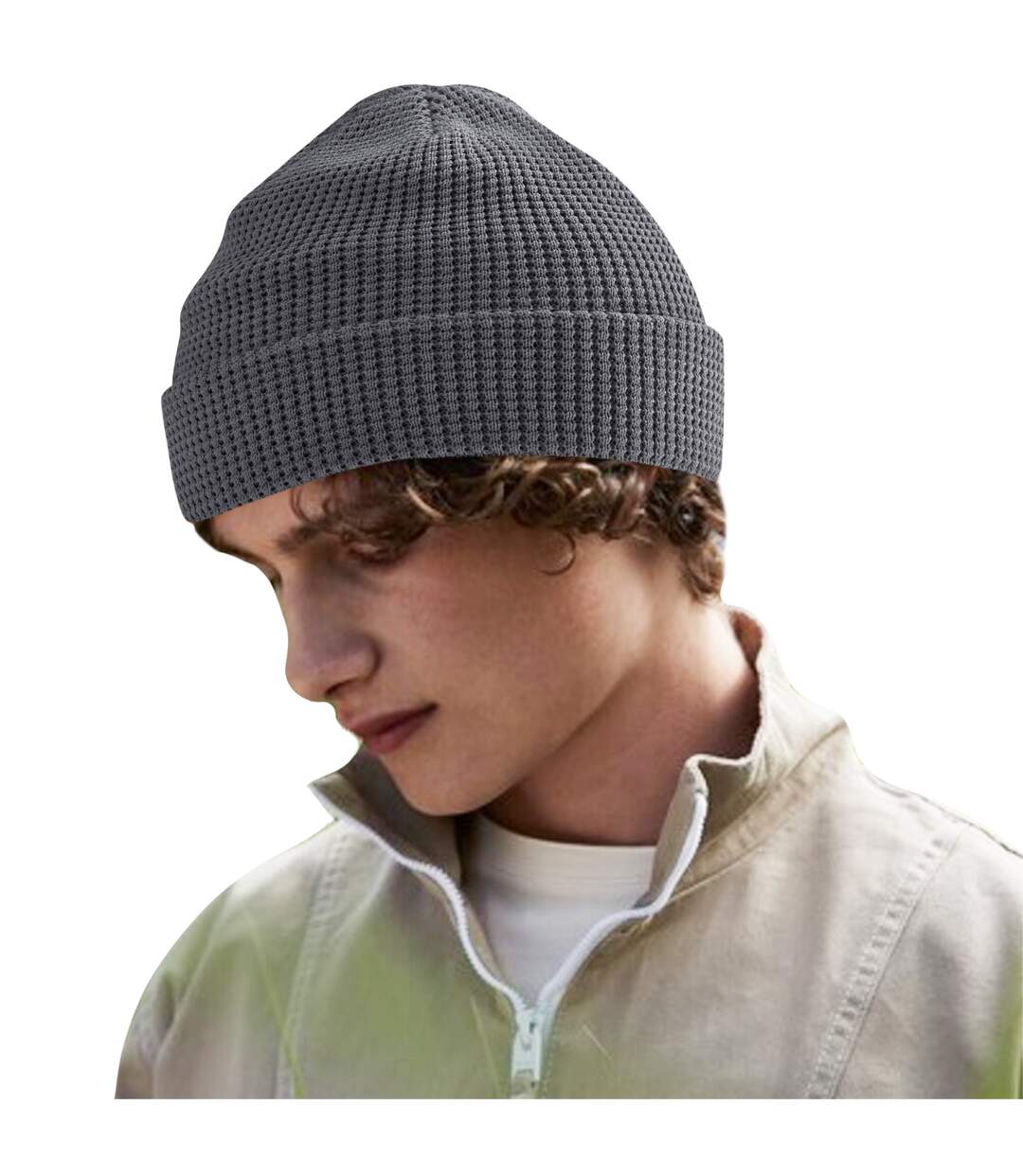 Beechfield Waffle Organic Cotton Beanie (Graphite) - UTBC4986-3
