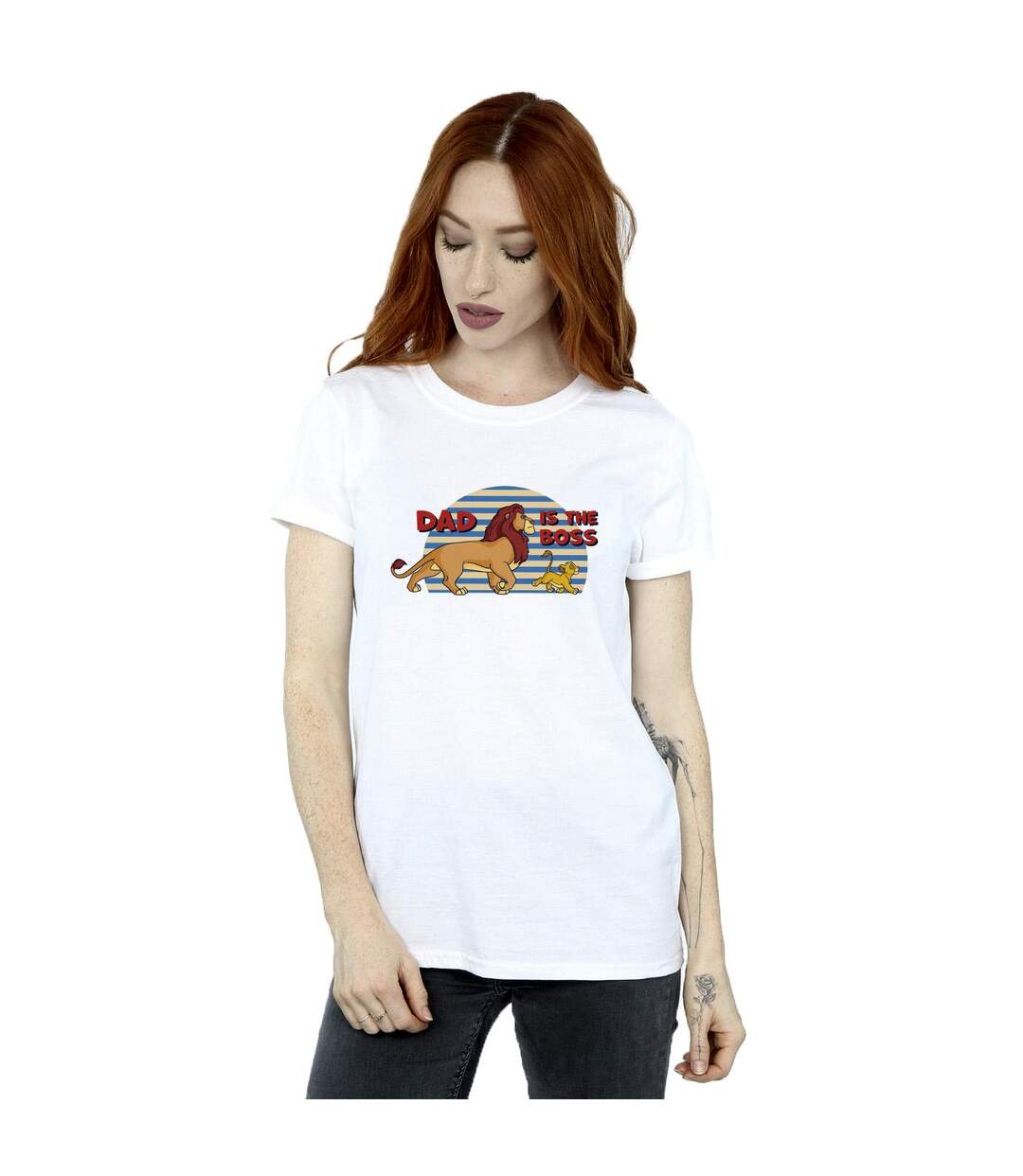 Disney Womens/Ladies The Lion King Dad Boss Cotton Boyfriend T-Shirt (Blanc) - UTBI29547-2