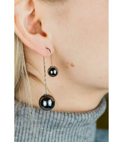 Large Silver Ball Crawler Hook Sphere Dangle Ear Pierced Cuff Climber Earring