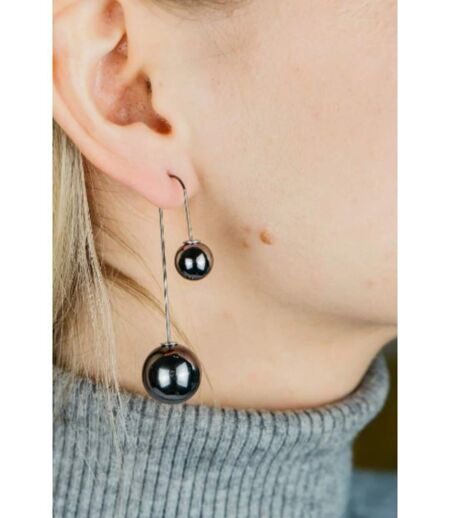 Large Silver Ball Crawler Hook Sphere Dangle Ear Pierced Cuff Climber Earring