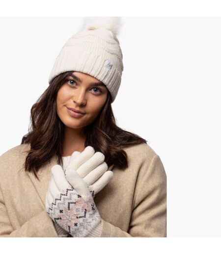 Ladies Zig Zag Turnover Thermal Pom Pom Hat for Winter