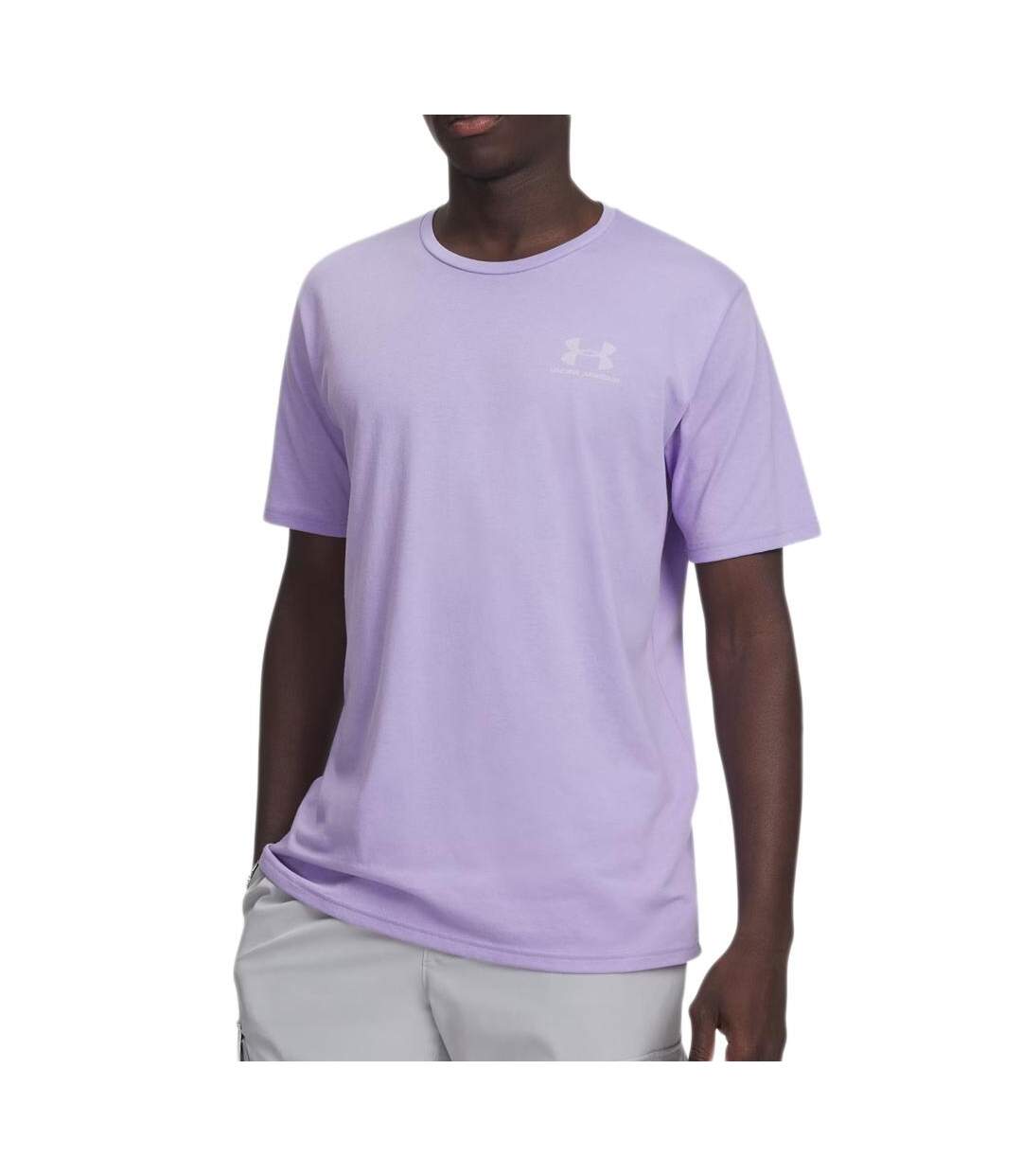 T-shirt violet homme under armour left chest-1