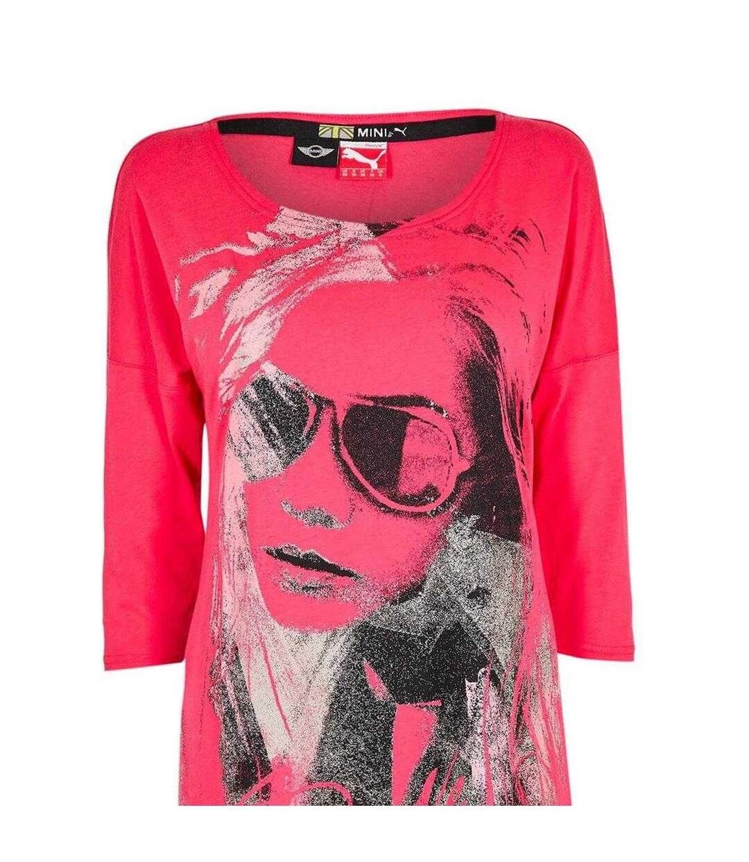 Womens/ladies Brush Stroke 3/4 Sleeve Mini Dress Pink Puma-3