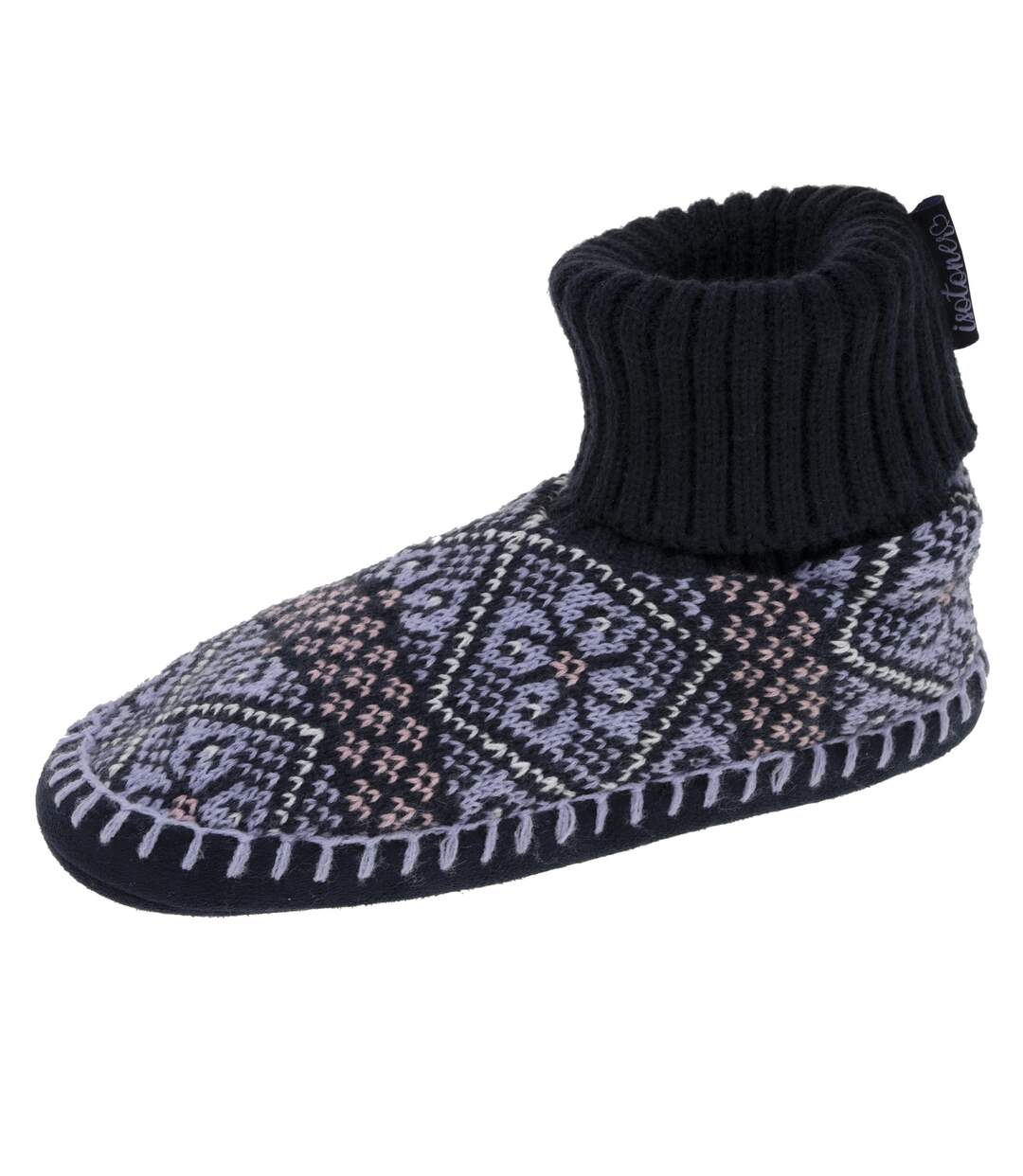 Isotoner Chaussettes d'intérieur femme maille jacquard, picots antidérapants-1