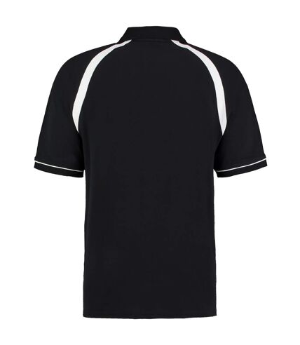 Oak hill mens short sleeve polo shirt black/white Kustom Kit