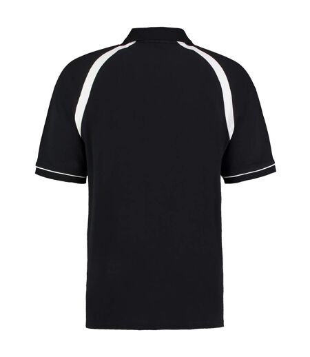 Oak hill mens short sleeve polo shirt black/white Kustom Kit