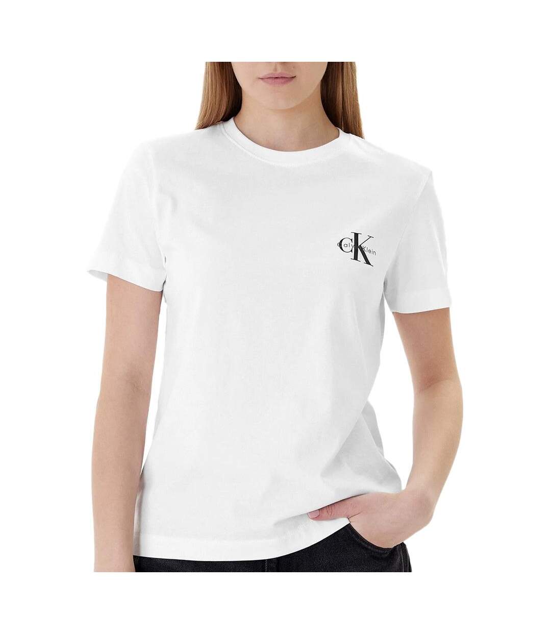 Lot de 2 t-shirt gris/blanc femme calvin klein jeans monologo-2