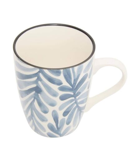 Lot de 6 Mugs en Porcelaine Umami Feuille 31cl Bleu