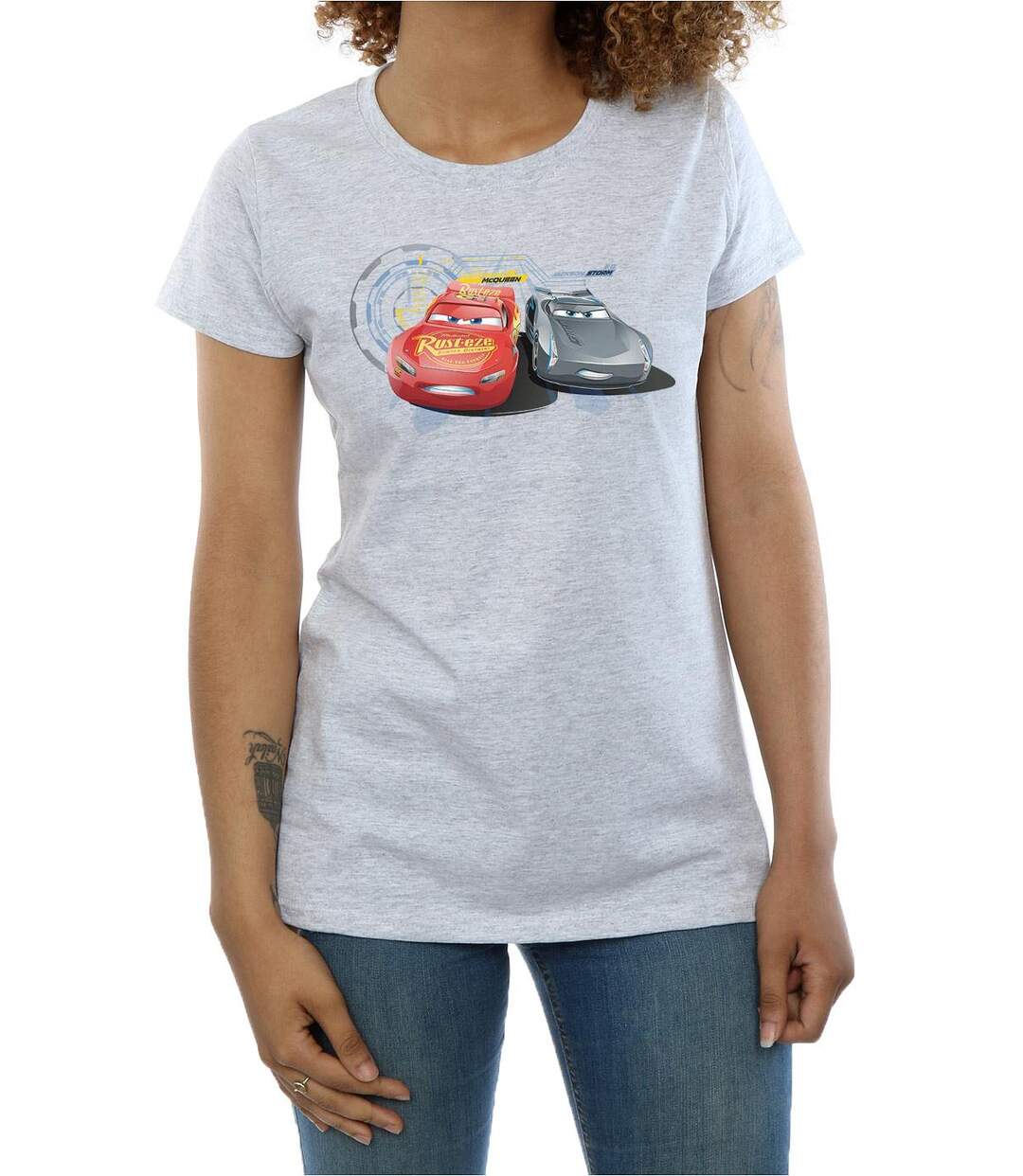 Disney - T-shirt CARS LIGHTNING VS STORM - Femme (Gris chiné) - UTBI13924-3